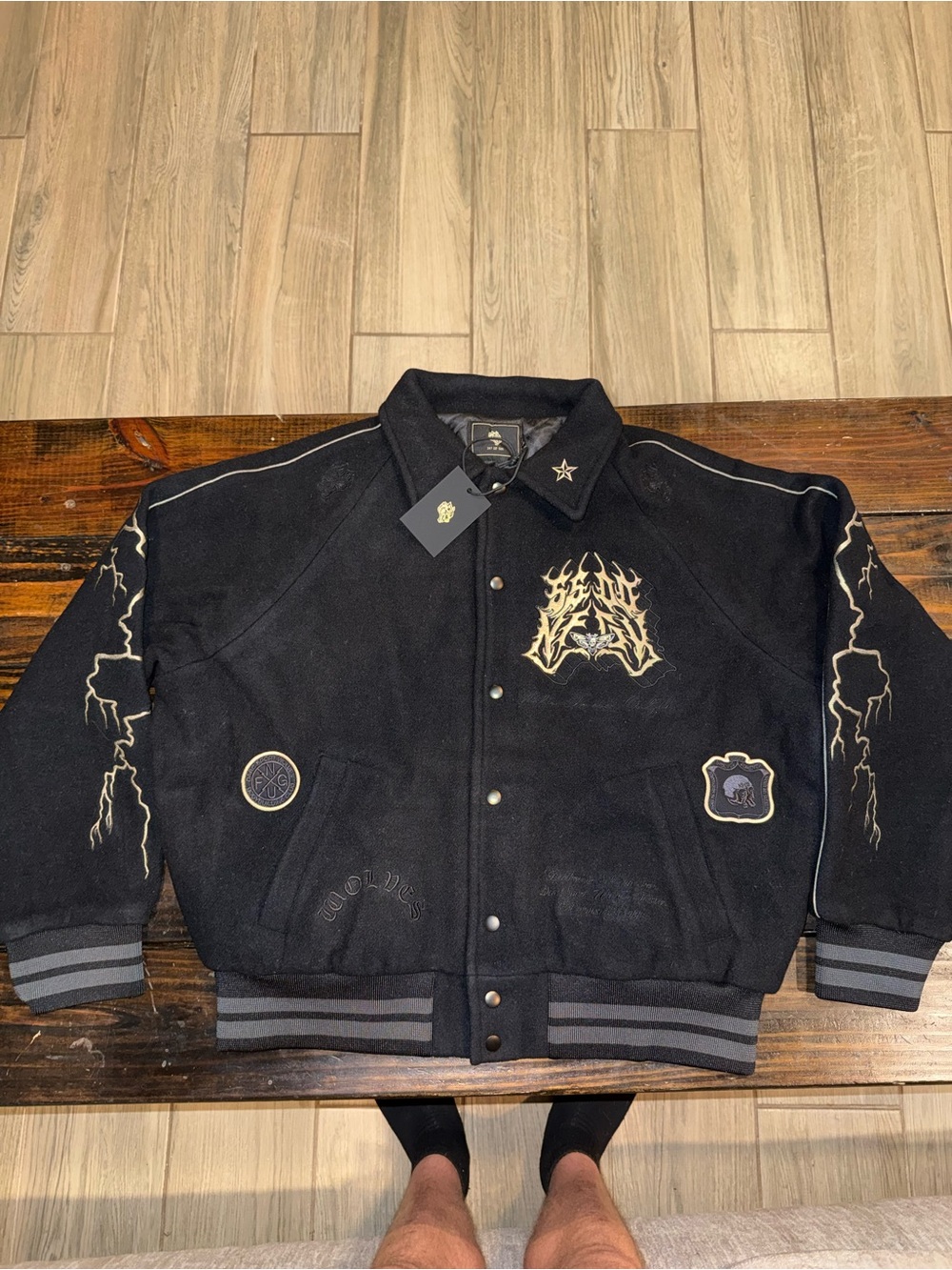 Darc sport 257/500 Riders Roxy Box Cut Ruy Wool Letterman Bomber Jacket